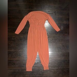 Saturday Sunday Dylan Cowl Neck Orange Long Sleeve Jumpsuit Sporty Athletic